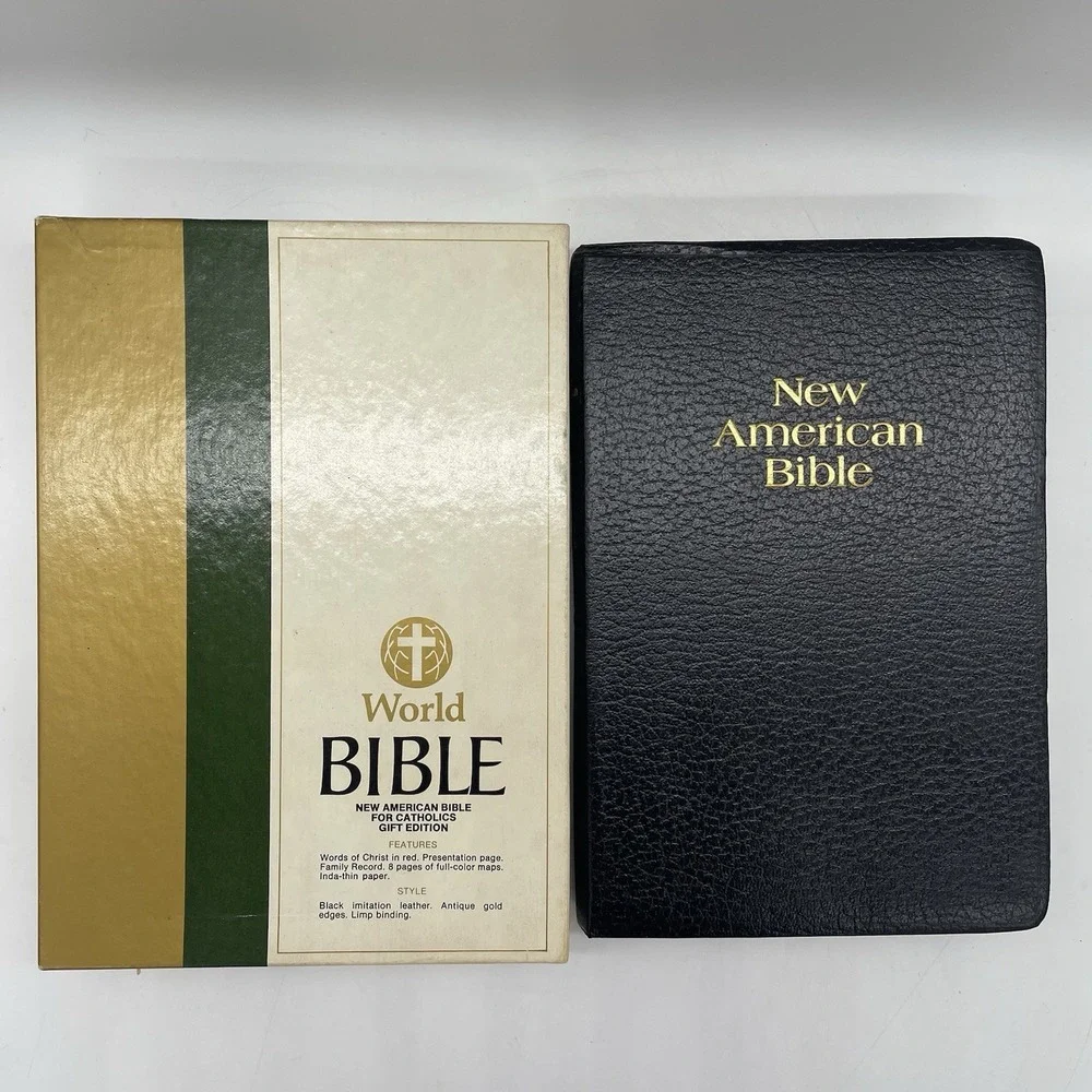 NIB Vintage World Bible NEW AMERICAN NAB Catholic 2404 Red Letter Index Tabs